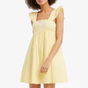 Draper James - Maddie Embroidered Babydoll Dress Yellow Size S NWOT